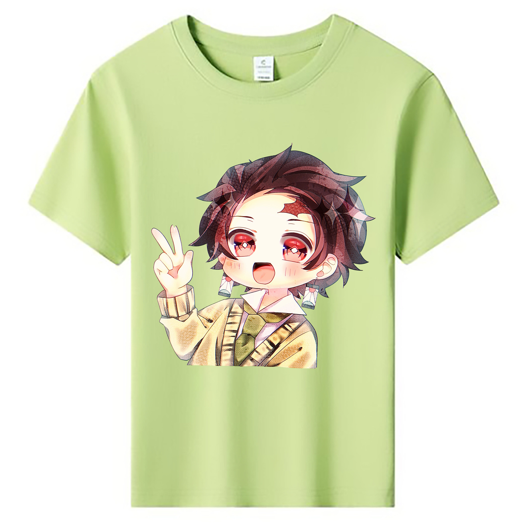 （画像用） 鬼滅の刃 竈門 炭治郎／かまど たんじろう Kamado Tanjirou 綿100％キッズTシャツ（フロントプリント）